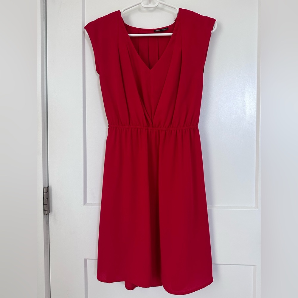 Zip Shoulder Dress in Red